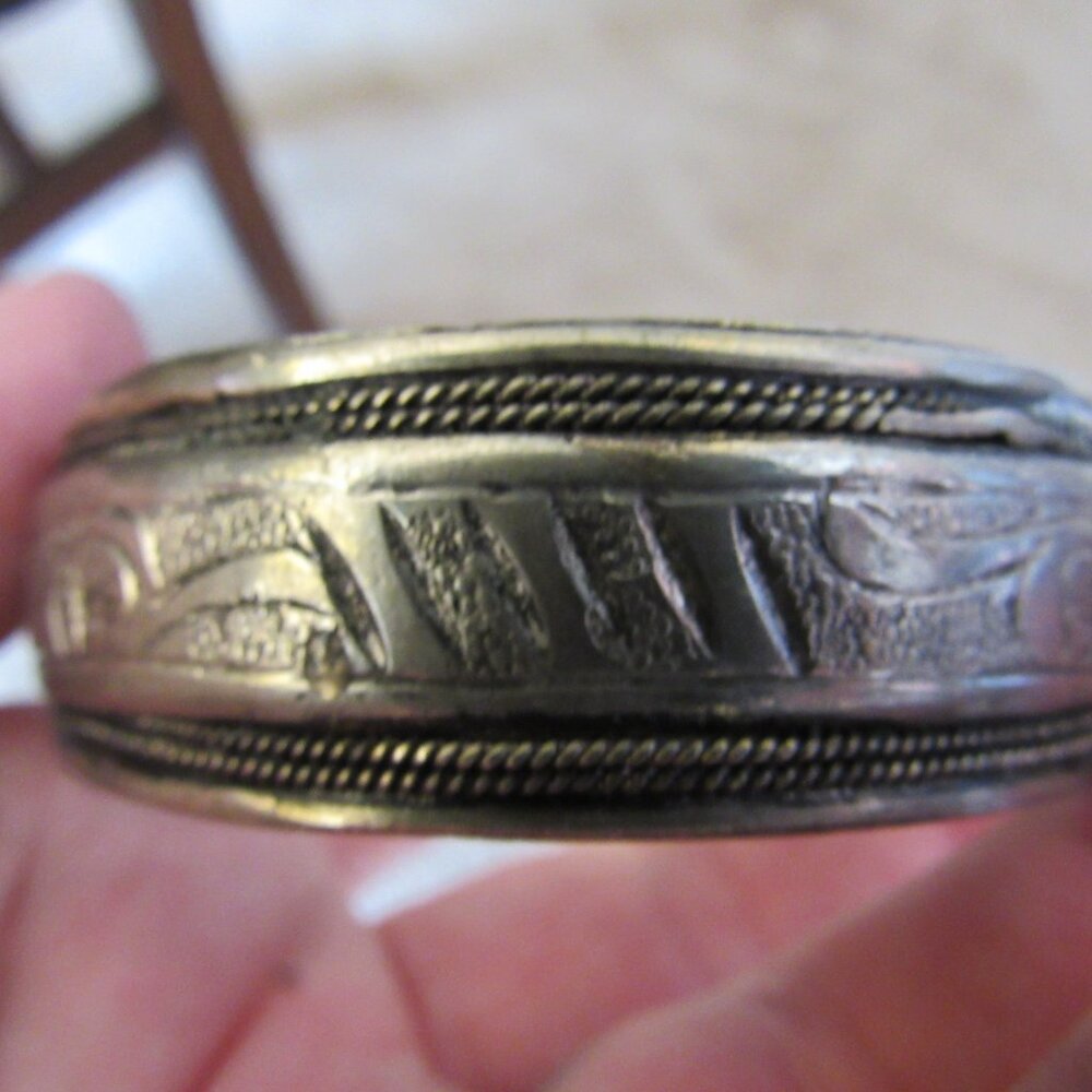 Vintage Sterling Silver Stamped Bangle Handmade Native Jewelry